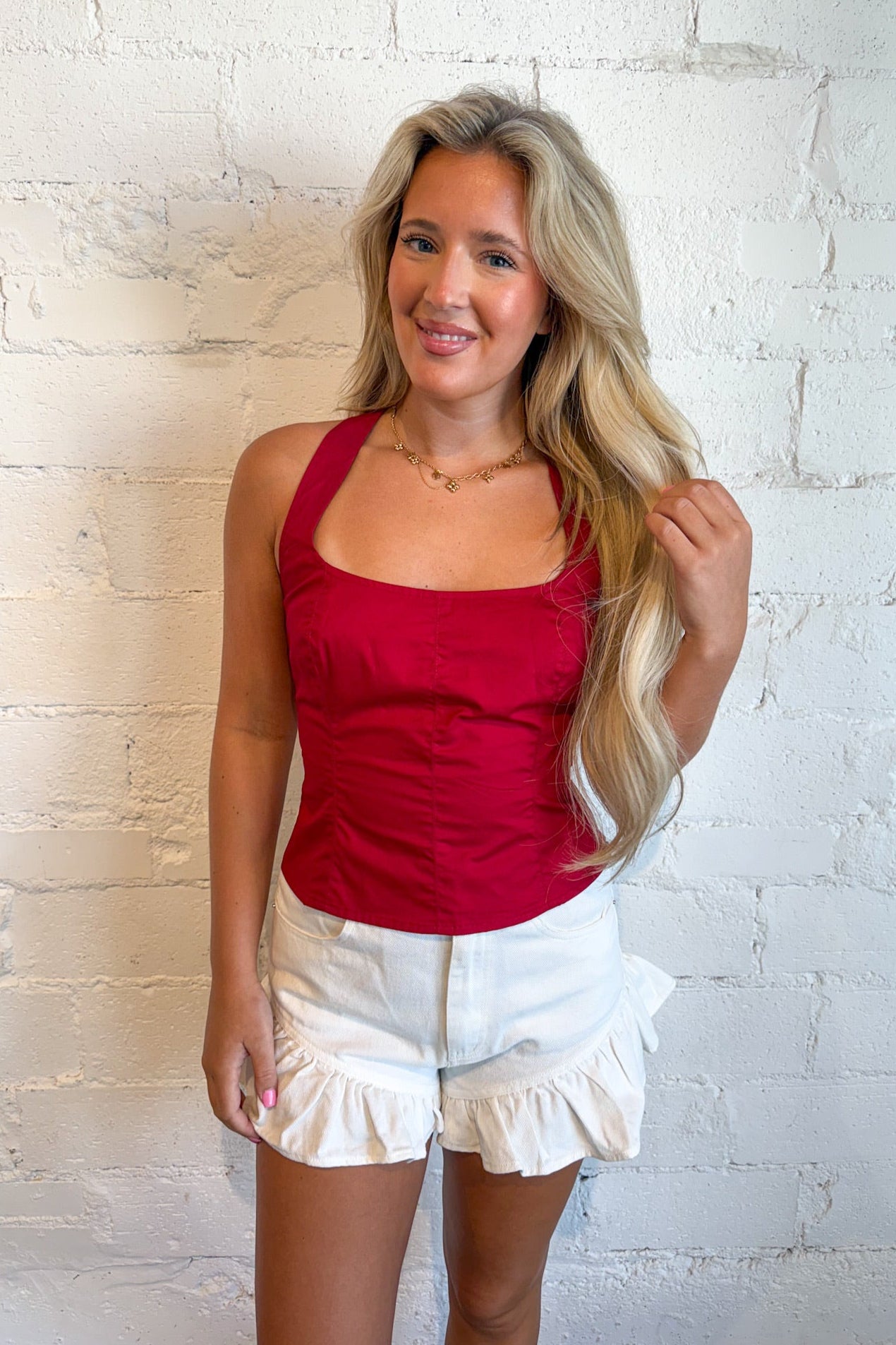 Poplin Halter Top with Contrast