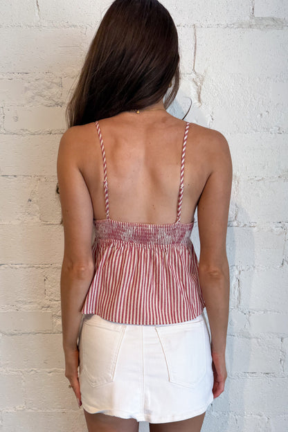 Retro Red Stripe Top