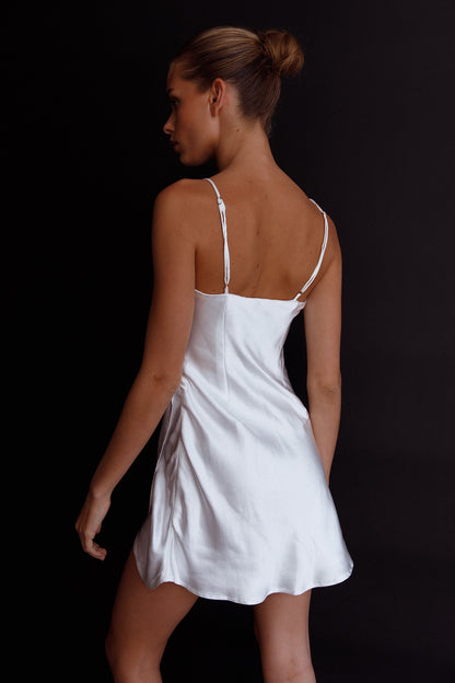 Making Headlines Diamante Neckline Mini Dress White