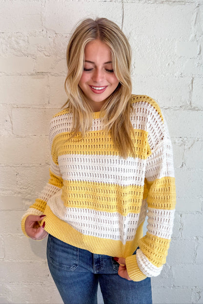 Sadie Mesh Stripe Knit Sweater