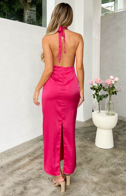 Seattle Pink Halter Formal Dress