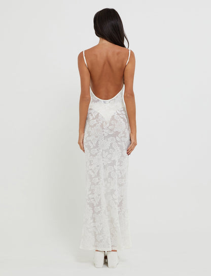 ZUZANNA DRESS - WHITE : BURN OUT : WHITE BURNOUT