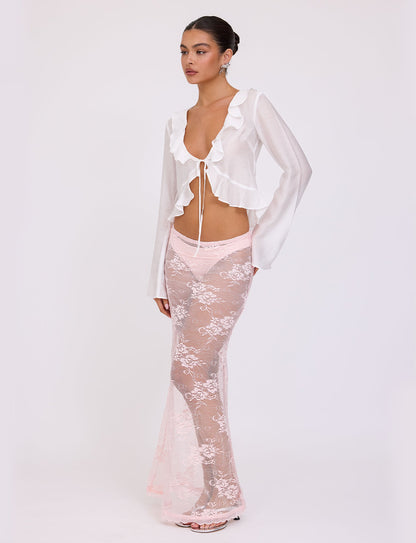 XADIE SKIRT - PINK : PASTEL PINK : PALE PINK