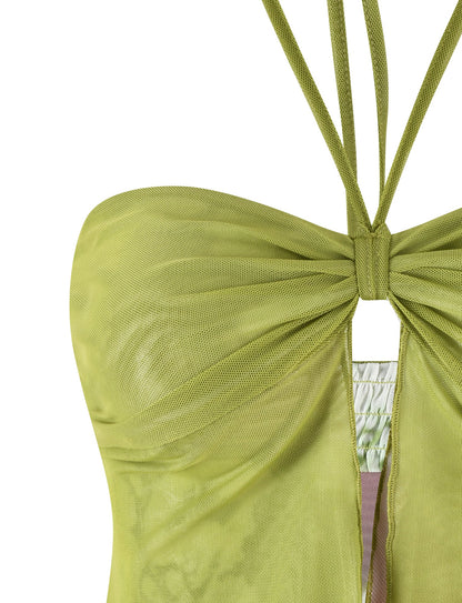 WAVERLY TOP - GREEN : FLORAL : STRIPE