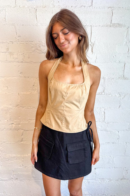 Poplin Halter Top with Contrast