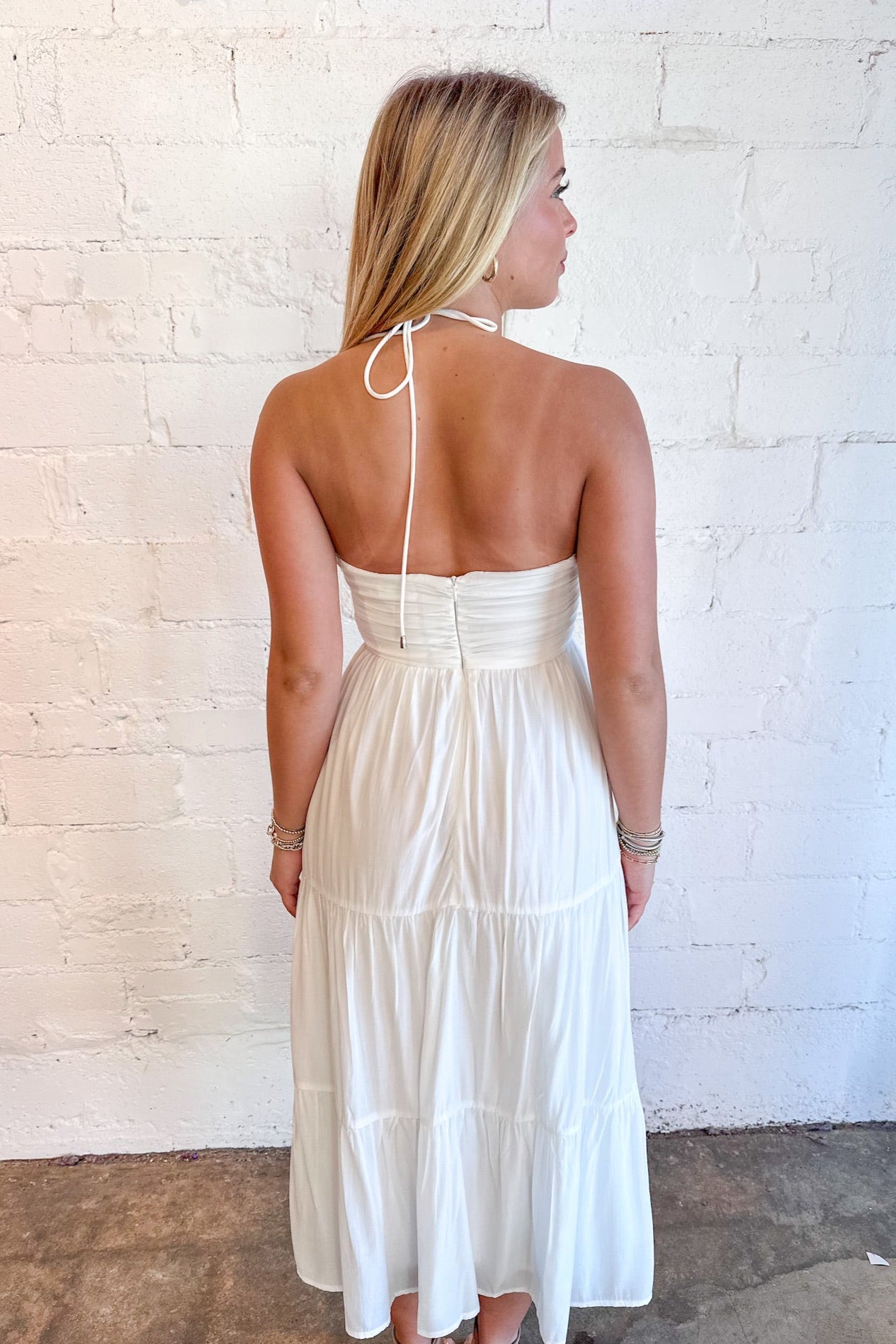 Haltered Ruched Midi Dress
