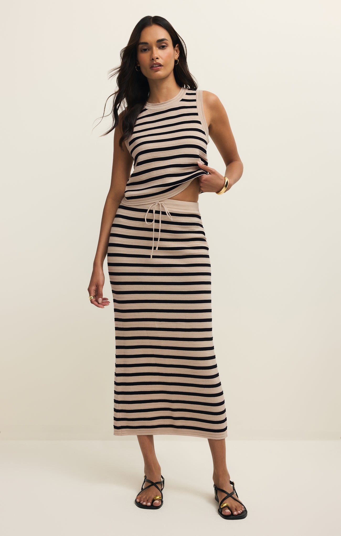Emori Striped Midi Skirt