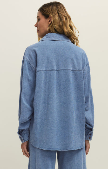 Reese Jersey Denim Button Up
