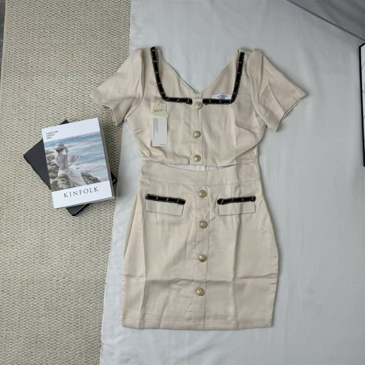 Chic Square-Neck Slim-Fit Dress For Petites