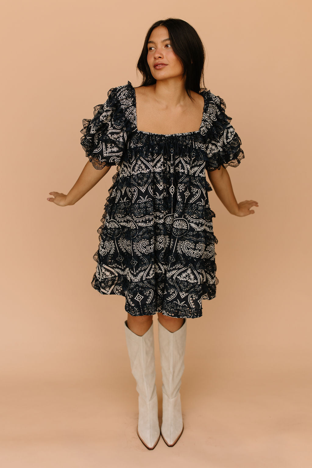 FINAL SALE - Creme Brulace Dress in Navy