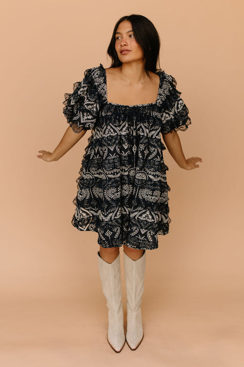 FINAL SALE - Creme Brulace Dress in Navy