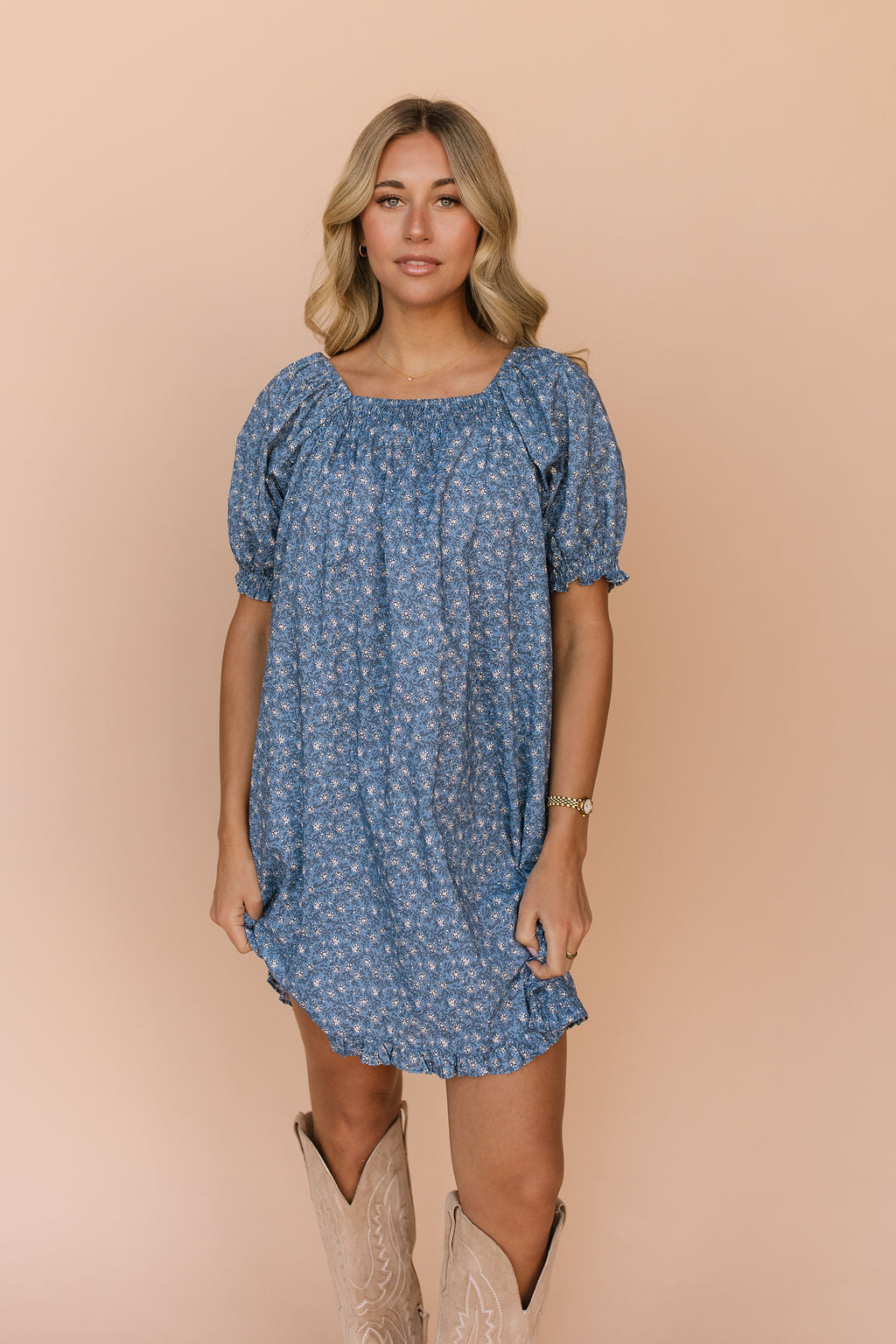 Skye Floral Dress in Blue