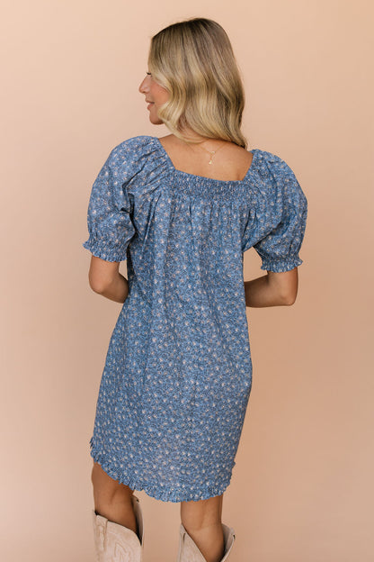 Skye Floral Dress in Blue