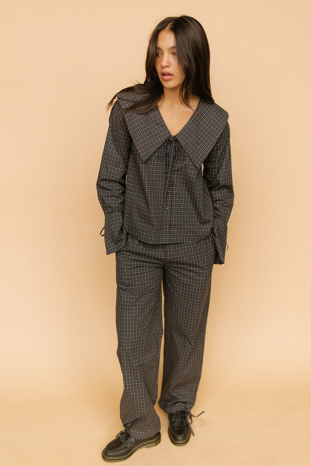 FINAL SALE - Mara Checkered Top in Midnight