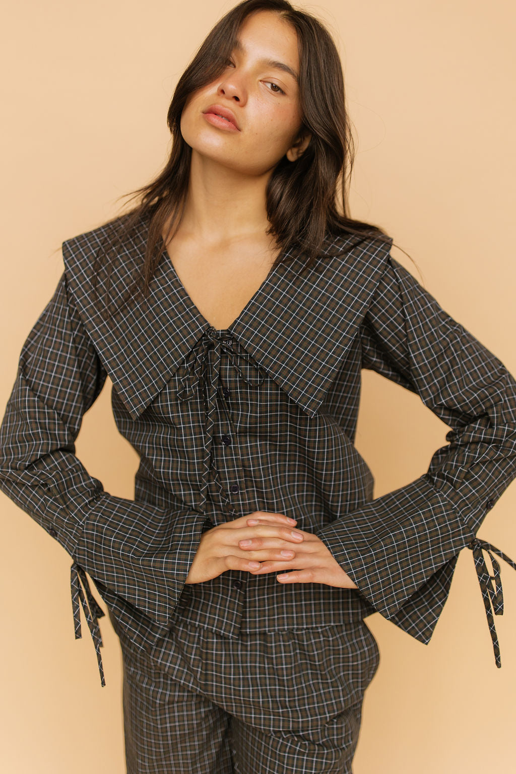 FINAL SALE - Mara Checkered Top in Midnight