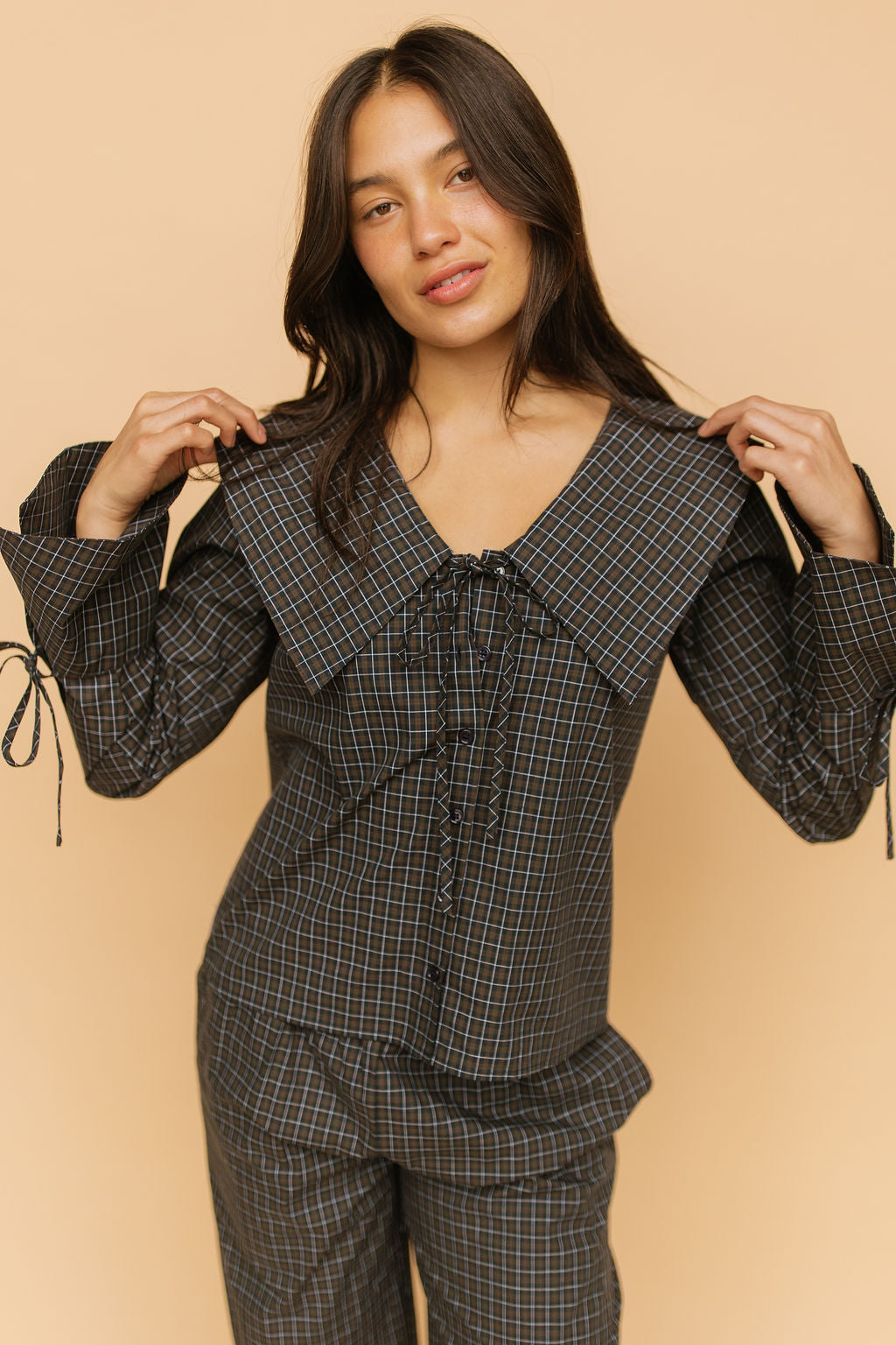 FINAL SALE - Mara Checkered Top in Midnight