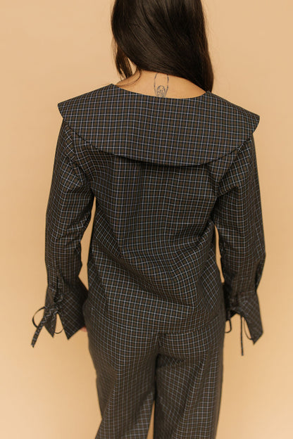 FINAL SALE - Mara Checkered Top in Midnight