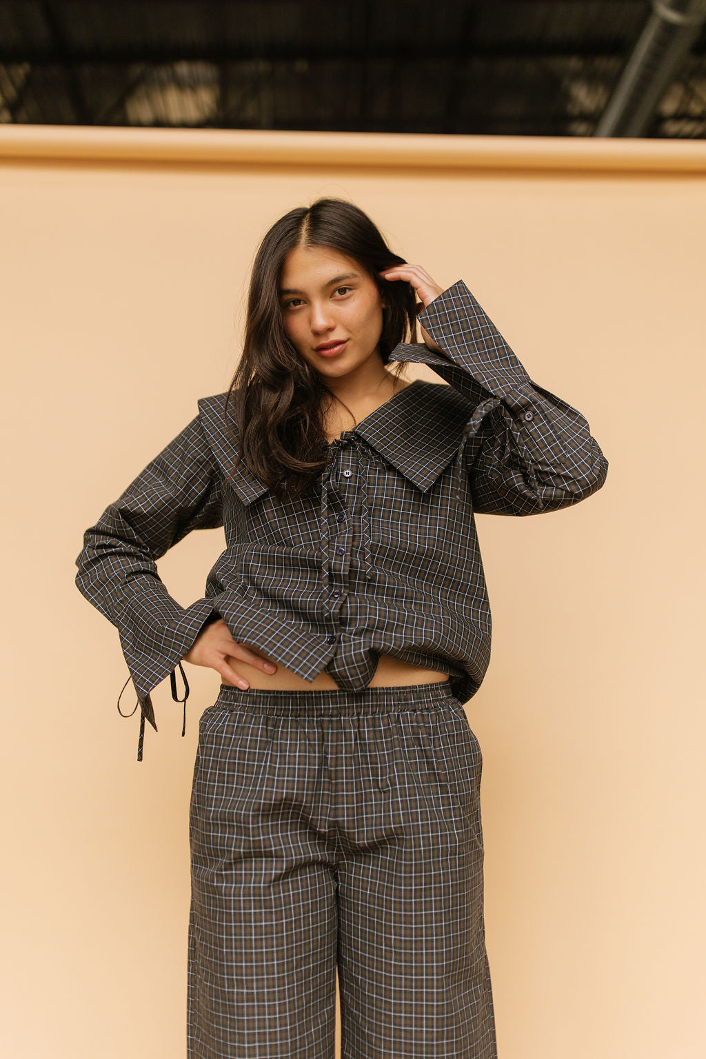 FINAL SALE - Mara Checkered Top in Midnight