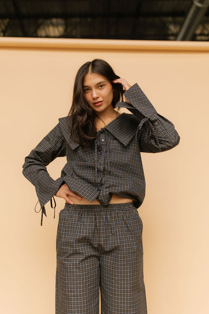 FINAL SALE - Mara Checkered Top in Midnight