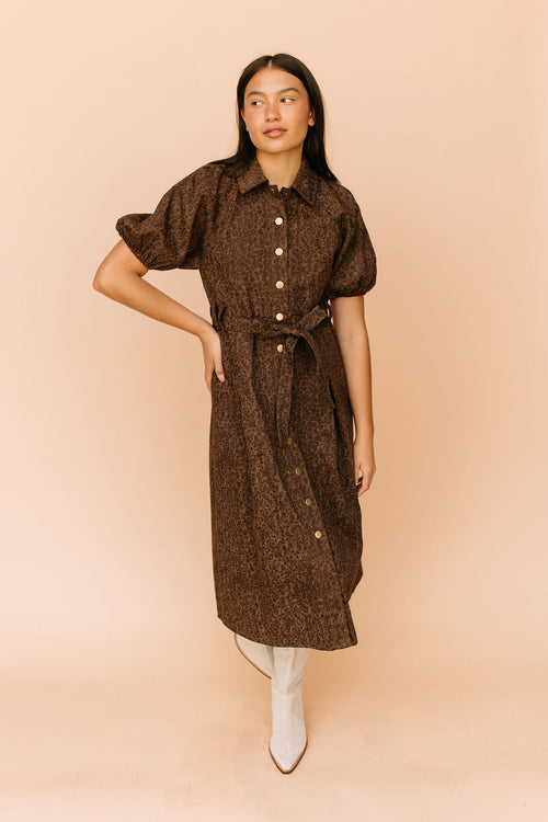 Roxana Leopard Denim Dress