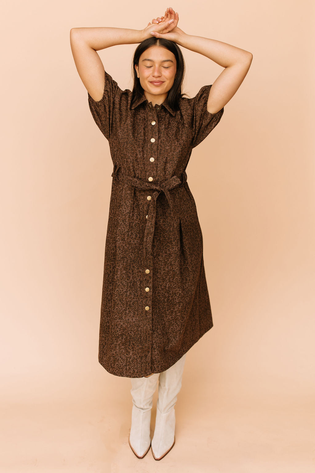 Roxana Leopard Denim Dress