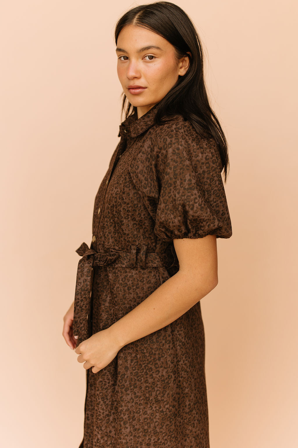 Roxana Leopard Denim Dress