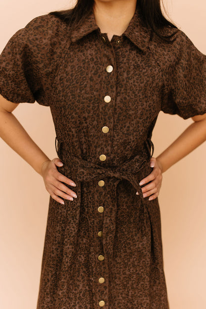 Roxana Leopard Denim Dress