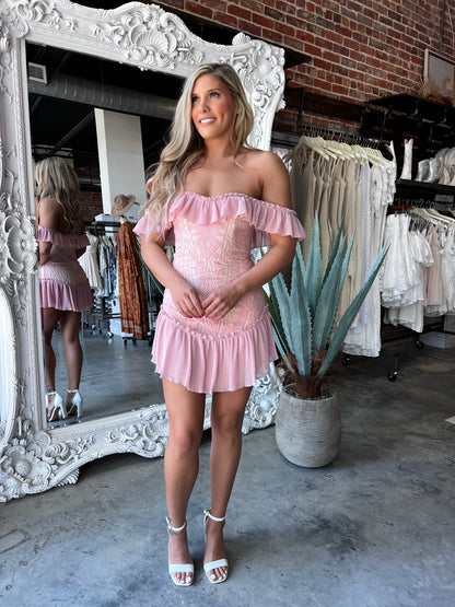Hope Mini Dress (Blush) FINAL SALE