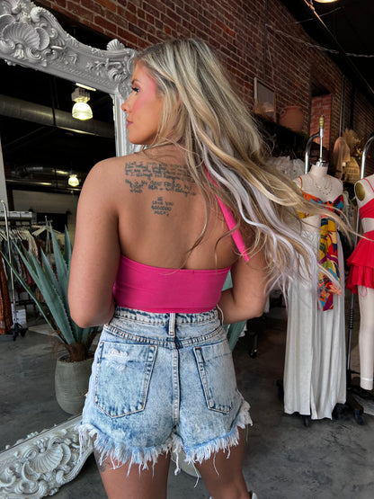 Tessa Distressed Shorts (Medium Wash) FINAL SALE