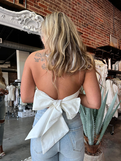 Cable Knit Tie Halter Top (Ivory)