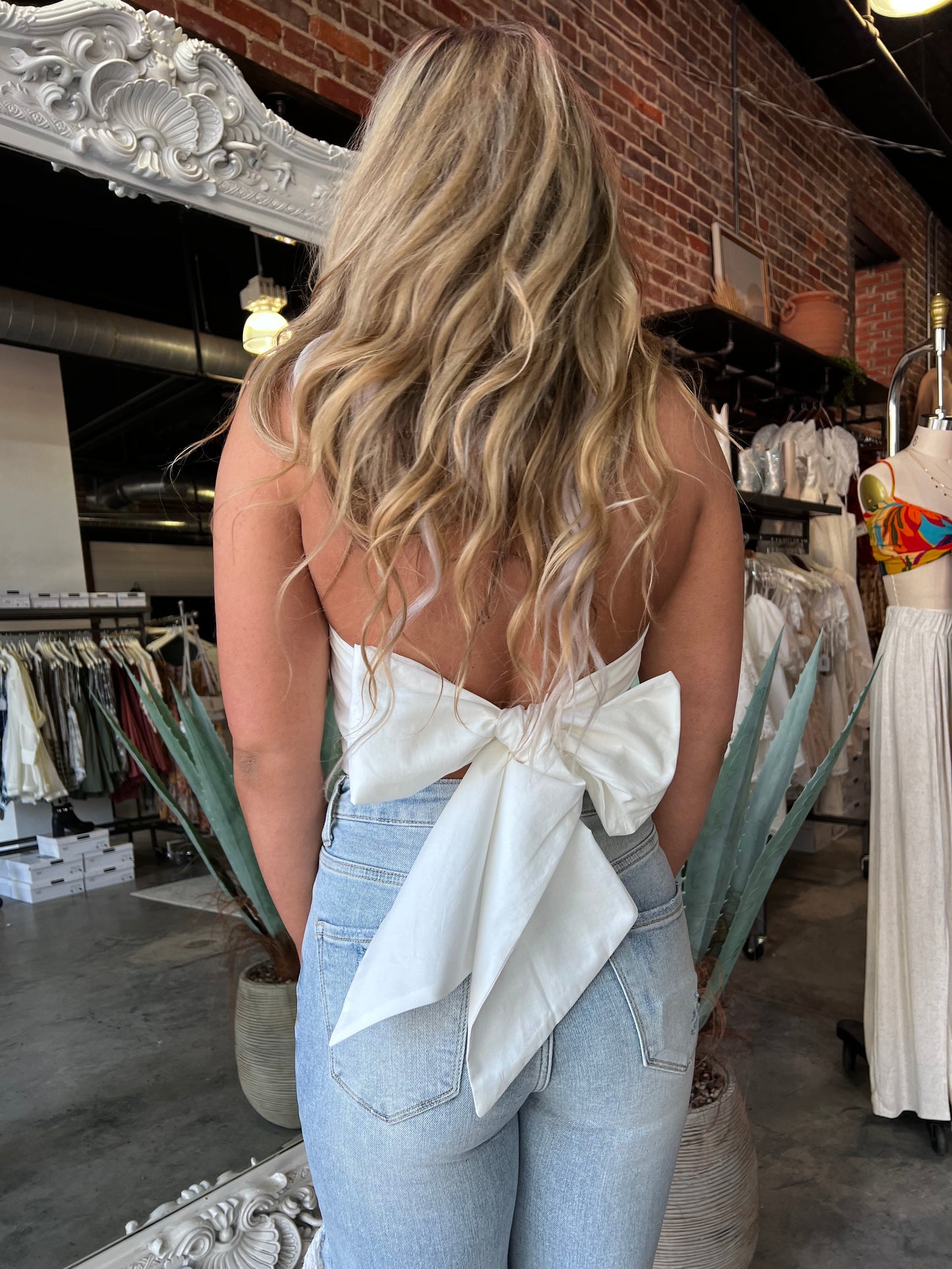 Cable Knit Tie Halter Top (Ivory)