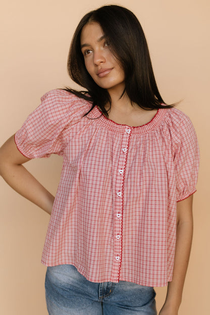 Bree Plaid Blouse in Red