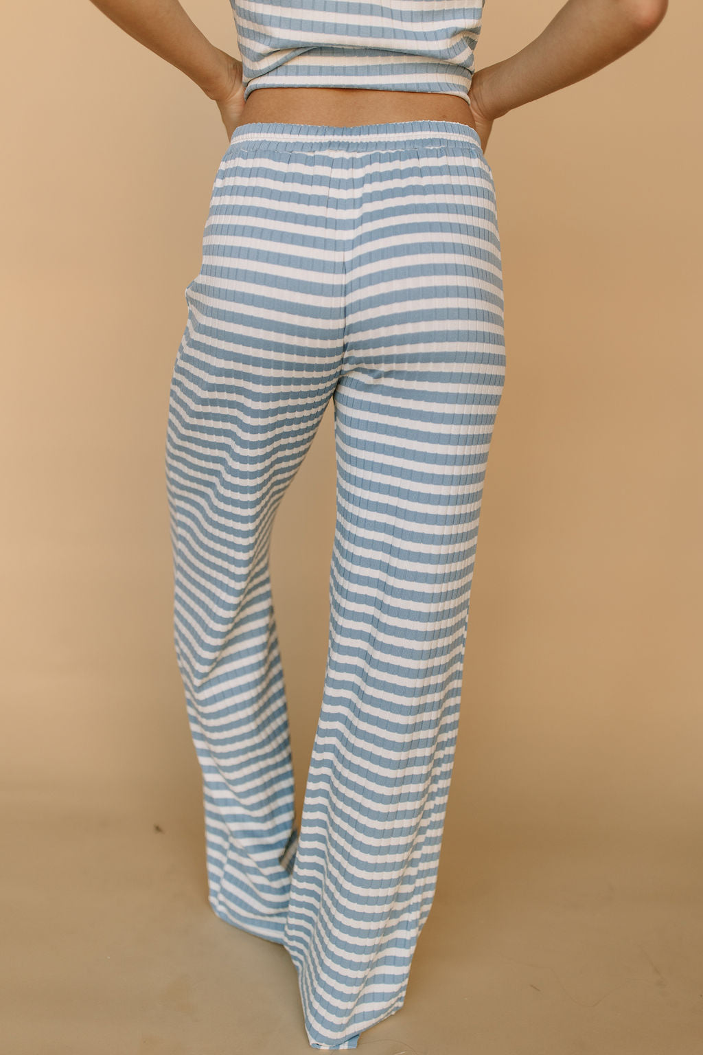 Leni Ribbed Stripe Pants in Light Blue