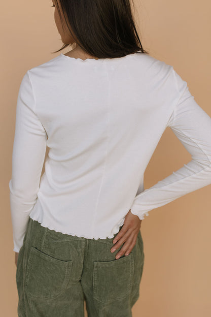 FINAL SALE - Mari Lettuce Hem Top in Ivory