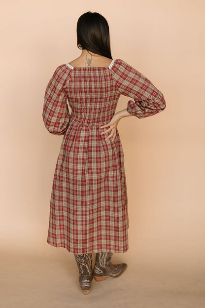 Madison Plaid Midi in Red