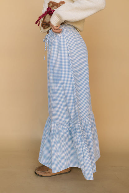 Selene Gingham Skirt in Blue