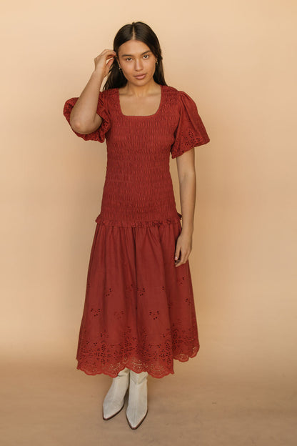 FINAL SALE - Veronica Eyelet Lace Maxi in Red