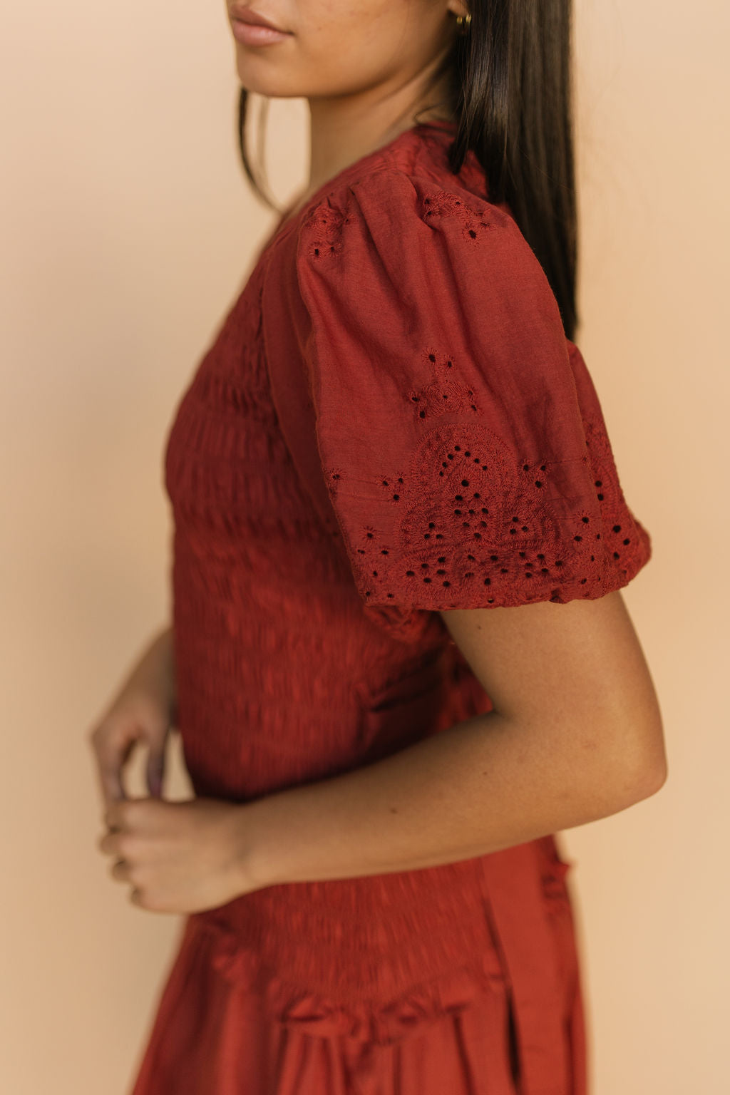FINAL SALE - Veronica Eyelet Lace Maxi in Red