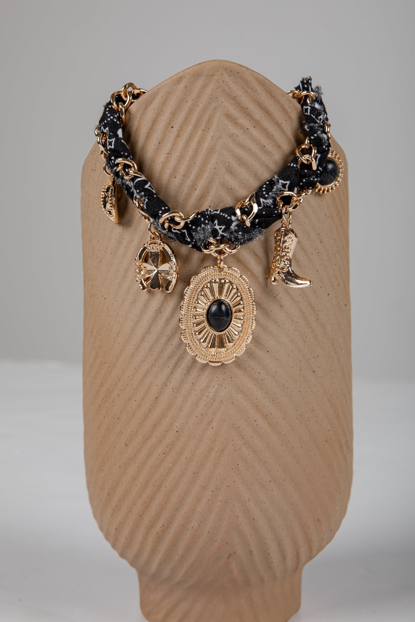 Clara Black Western Charm Layered Bracelet