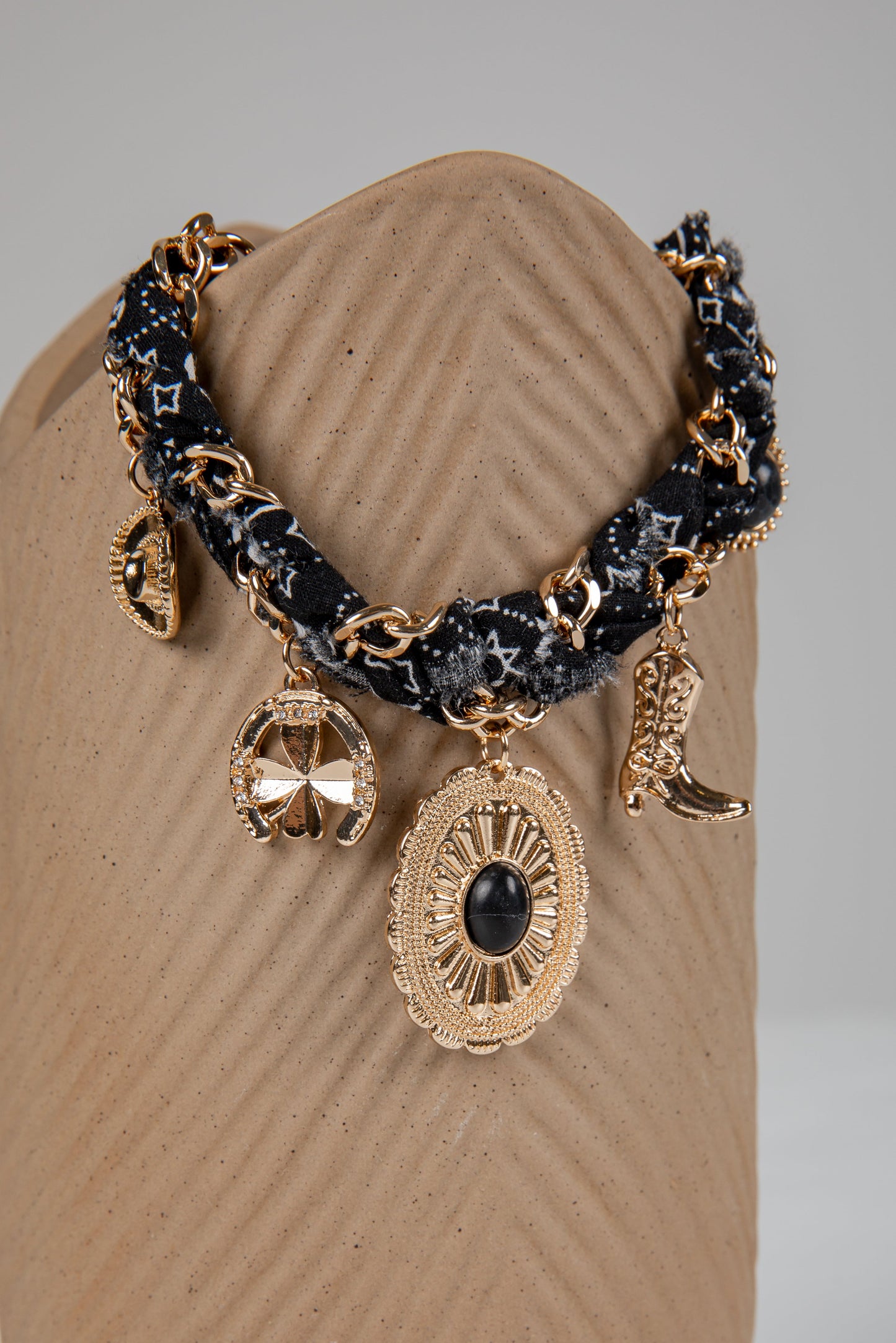 Clara Black Western Charm Layered Bracelet