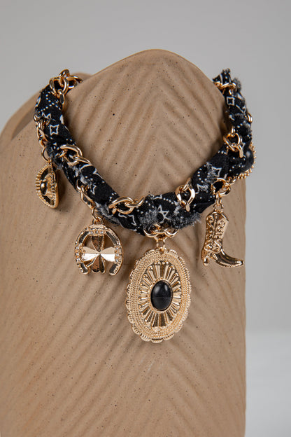 Clara Black Western Charm Layered Bracelet