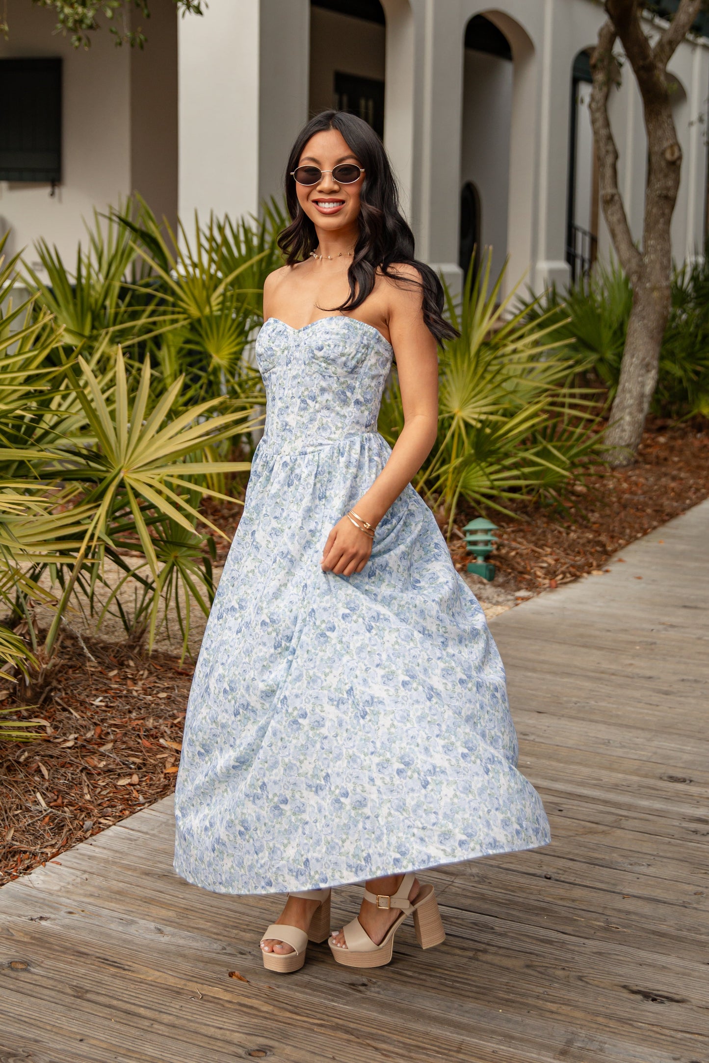 Coastal Heirloom Blue Floral Maxi Dress