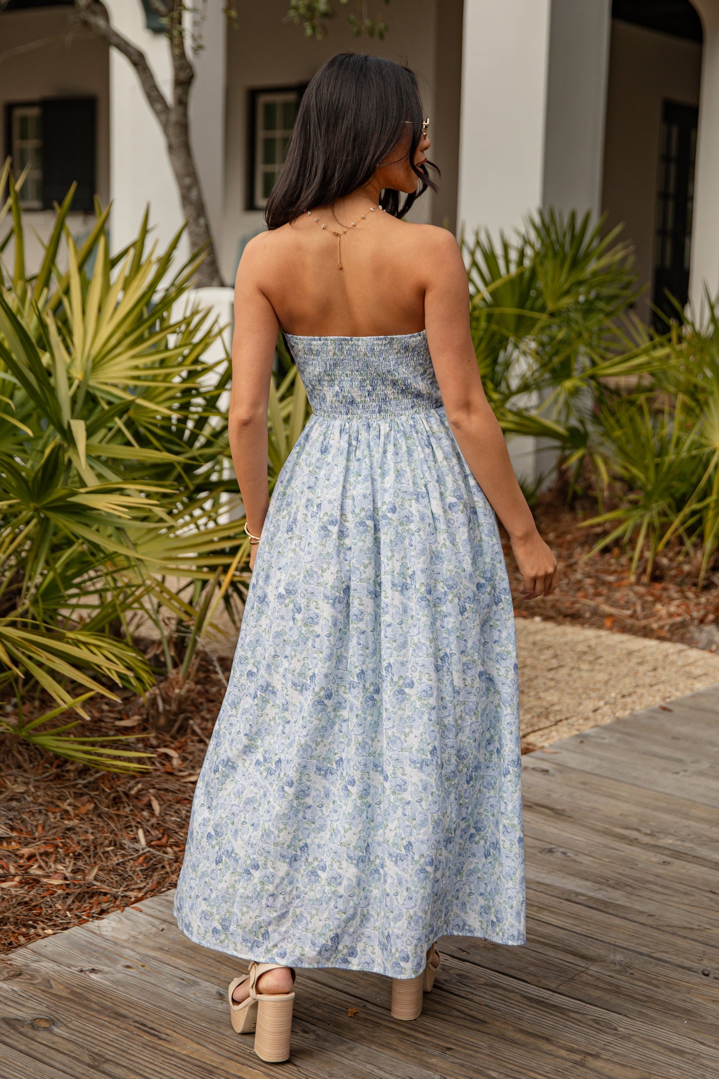 Coastal Heirloom Blue Floral Maxi Dress