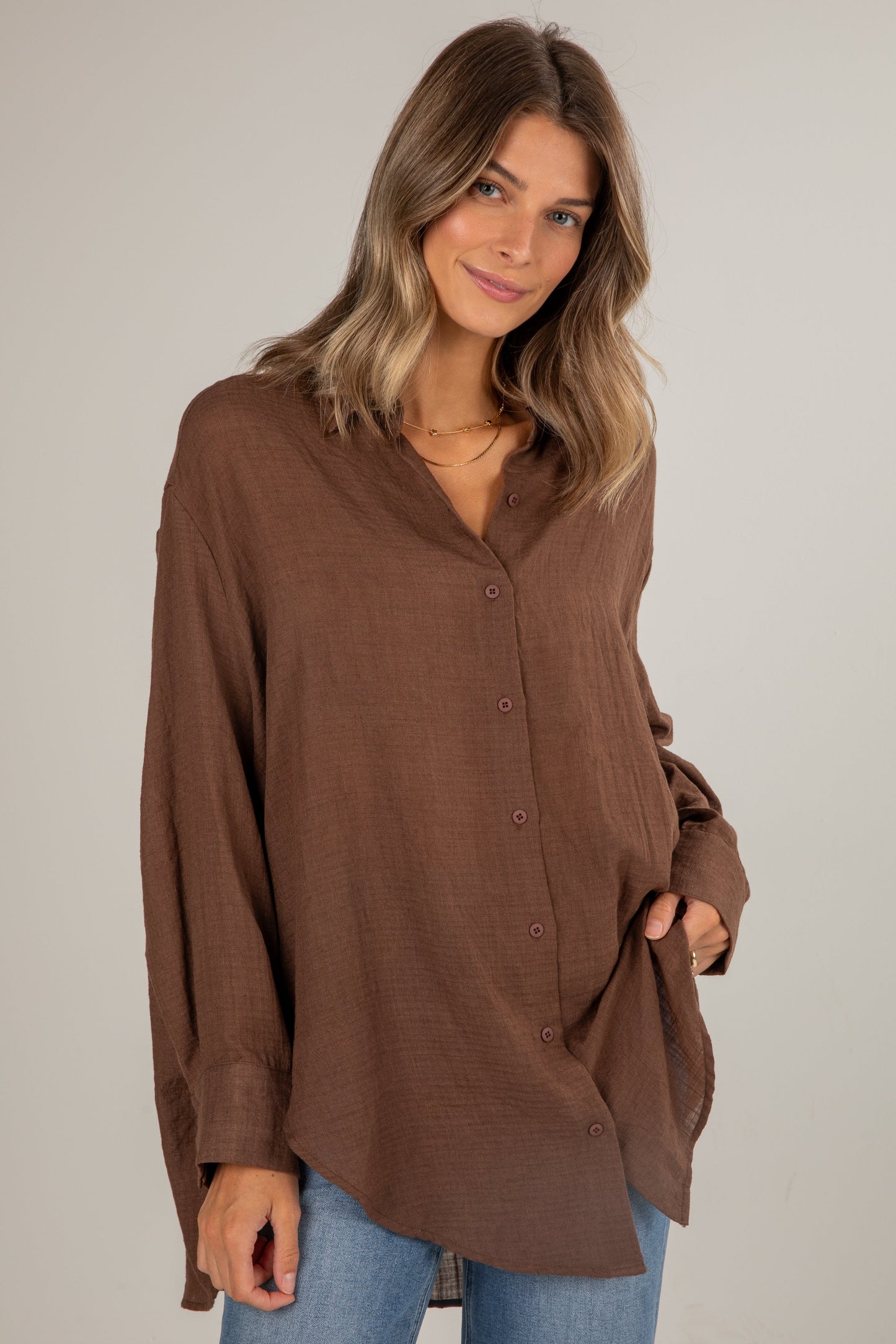 Allison Oversized Button-Up Blouse