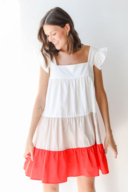 Best Memories Tiered Color Block Mini Dress