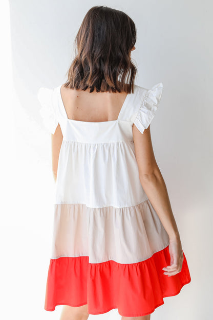 Best Memories Tiered Color Block Mini Dress