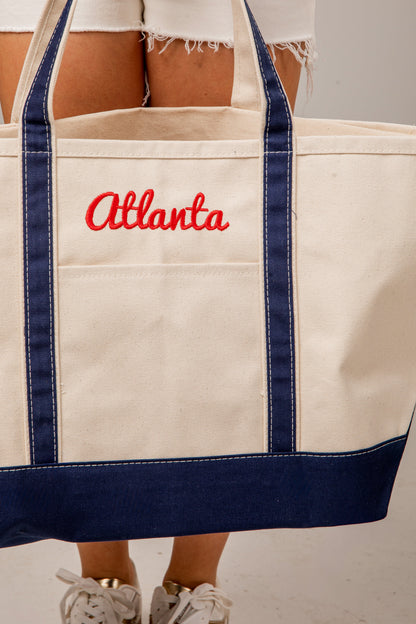 Atlanta Embroidered Large Canvas Tote Bag
