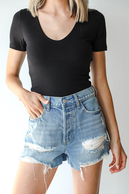 Don't You Know Distressed Denim Shorts