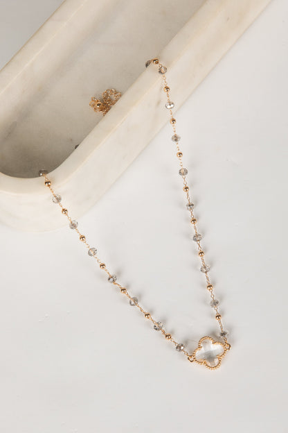 Charlotte Gold Beaded Quatrefoil Charm Necklace