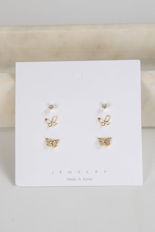 Brooke Gold Butterfly Stud Earrings Set